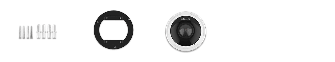 3 screws, bracket and fisheye camera